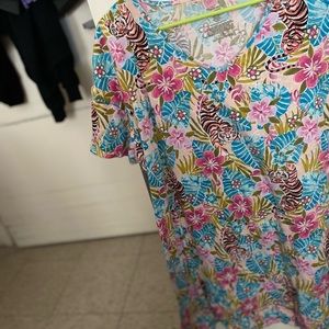 Jungle print scrub top